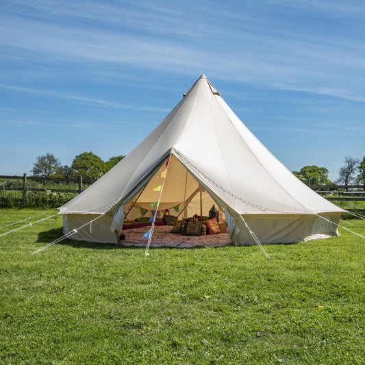 Ultimate 5 Metre Bell Tent With Beige Canvas From The Bell Tent Shop With Bunting