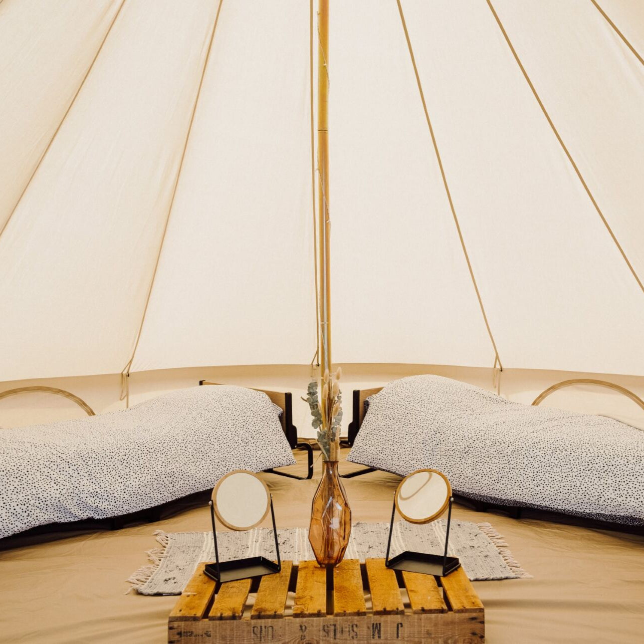 Ultimate 5 Metre Bell Tent Interior With Beige Canvas From The Bell Tent Shop