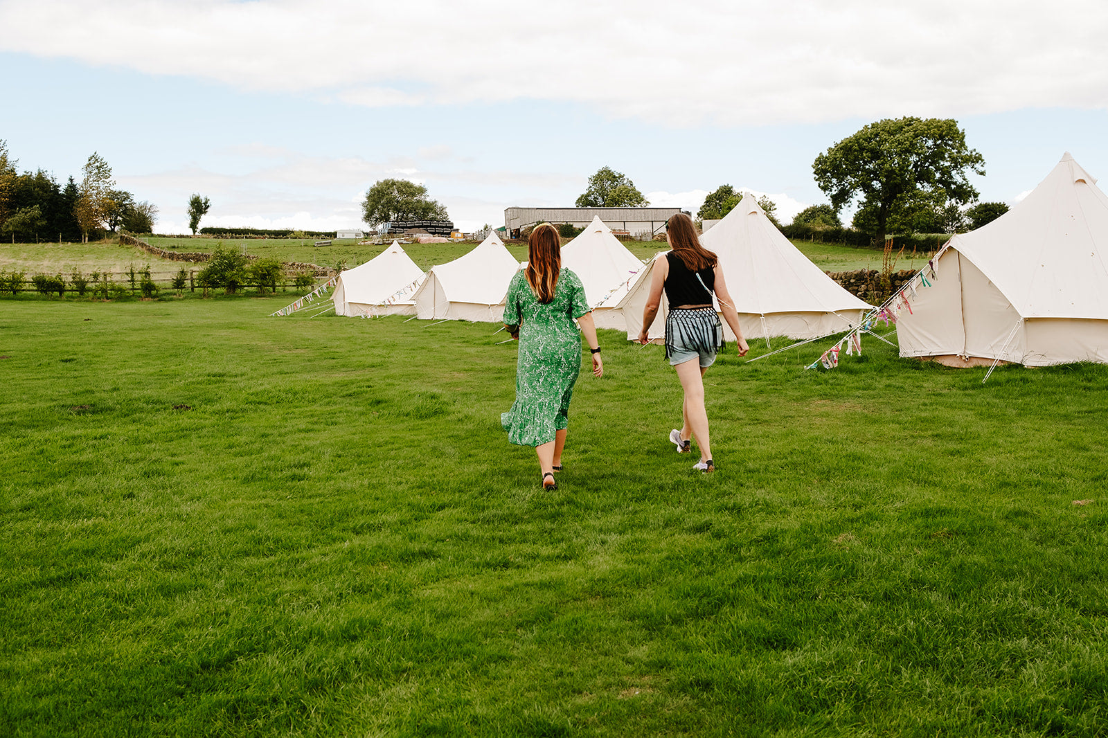 Becca and Charlotte with Ultimate 4 Metre Bell Tents