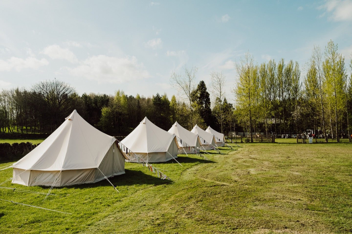 Row Of 4 Metre Ultimate Bell Tents from The Bell Tent Shop