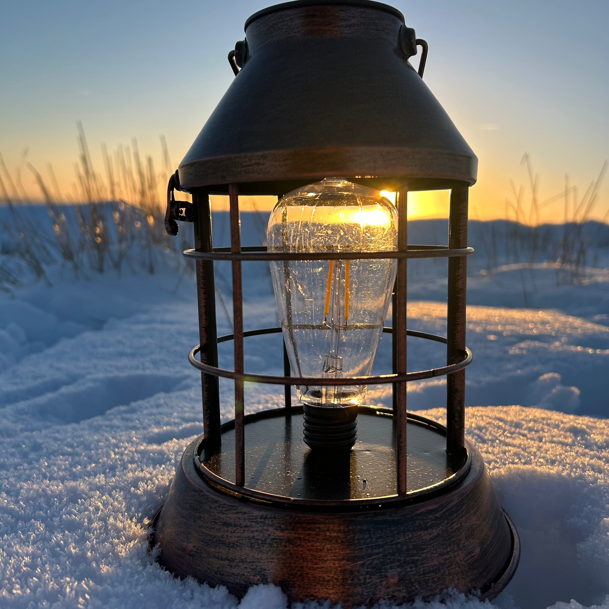 Rustic solar lantern for camping and hiking adventure holidays 