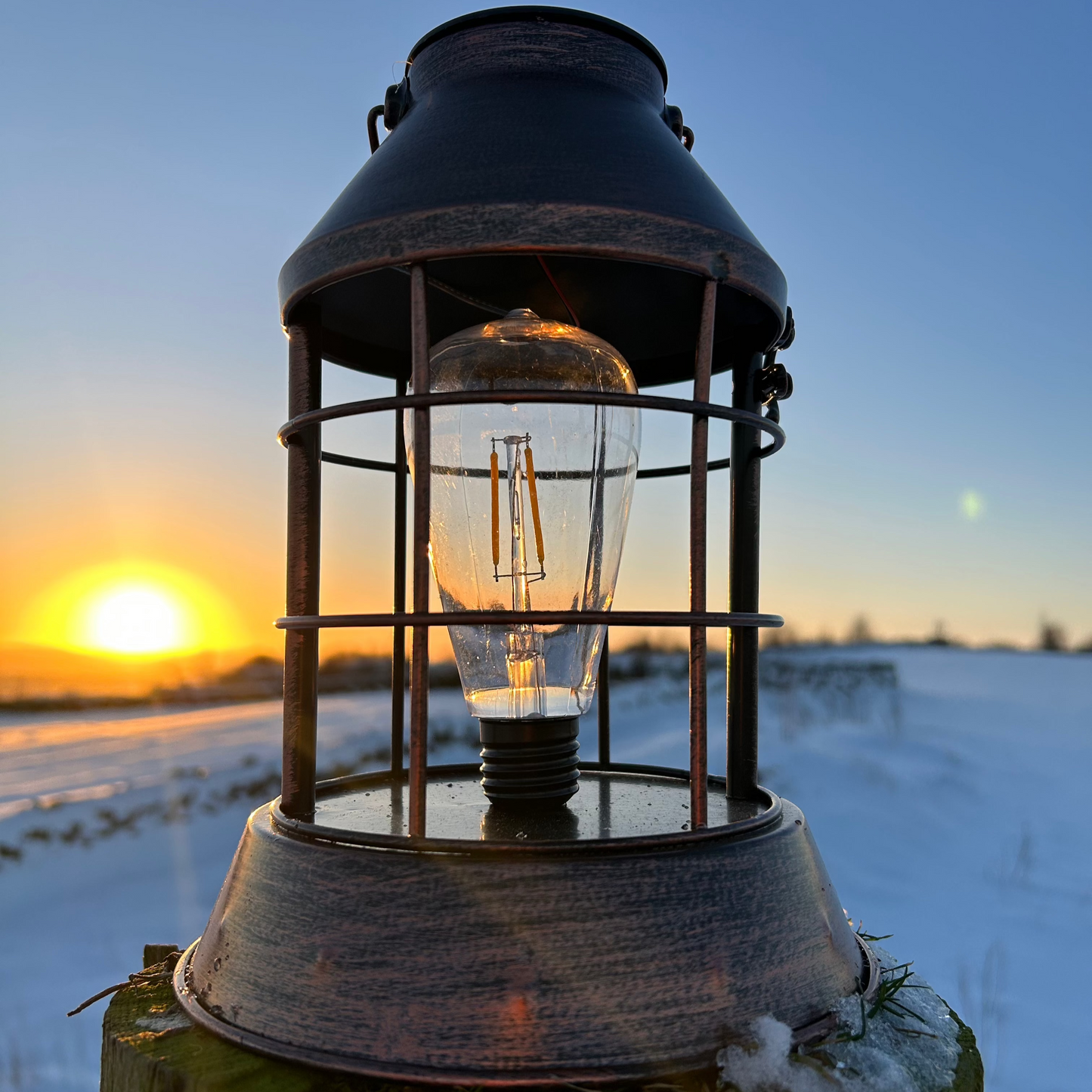 Rustic solar lantern for camping and hiking adventure holidays 